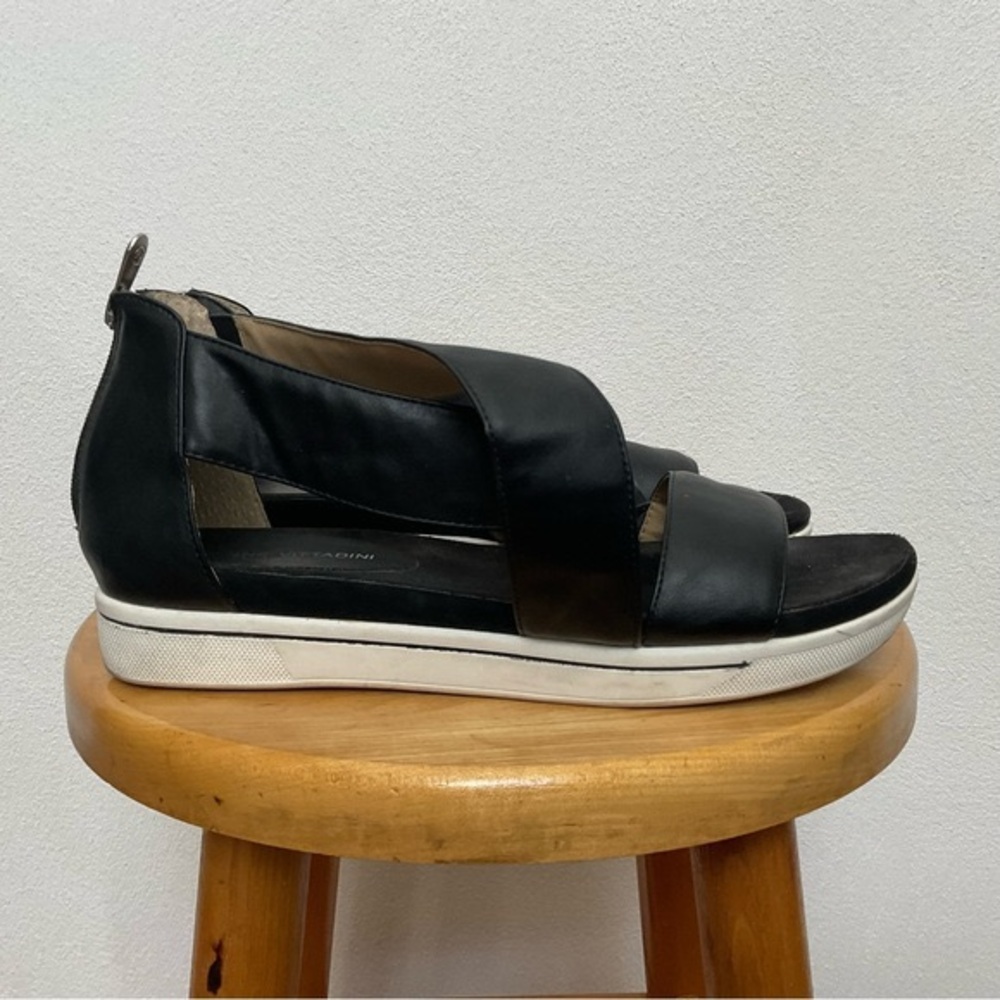 Adrienne Vittadini Sport Cheers sandals in black leather back zipper closure 9